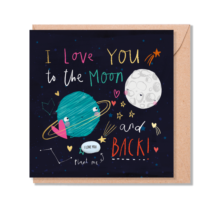 I love You To The Moon And Back Card With Magic Growing Bean