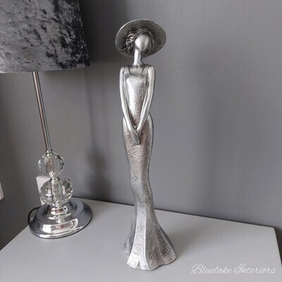 Contemporary Silver Standing Elegant Lady Ornament