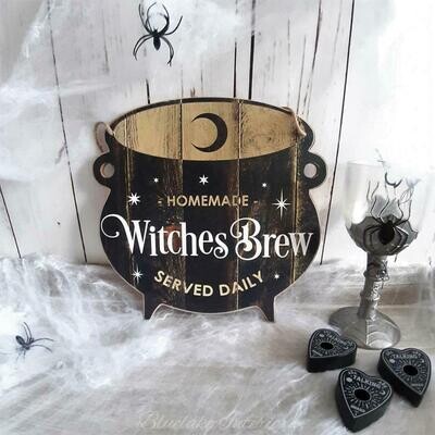 Halloween Homemade Witches Brew Served Daily Cauldron Wall Plaque