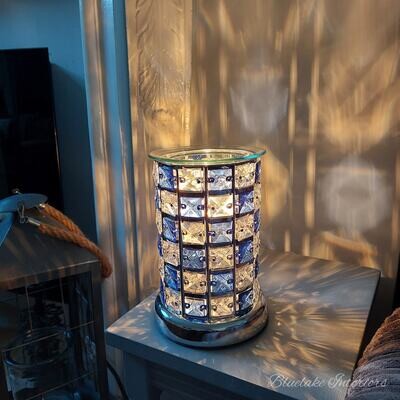 Stunning Blue Crystal Design Electric Wax Melt & Oil Burner Touch Lamp Home Fragrance Aromatherapy