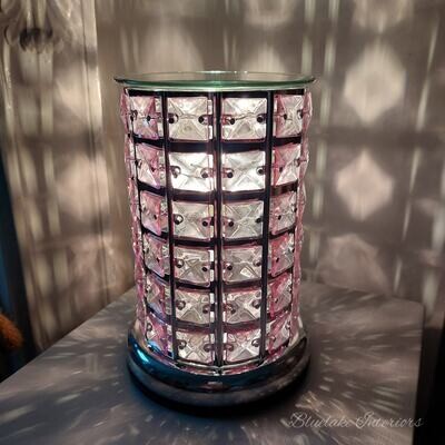 Stunning Pink Crystal Design Electric Wax Melt & Oil Burner Touch Lamp Home Fragrance Aromatherapy