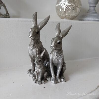 Reflections Silver Hare Family Ornament Gift Boxed Figurine