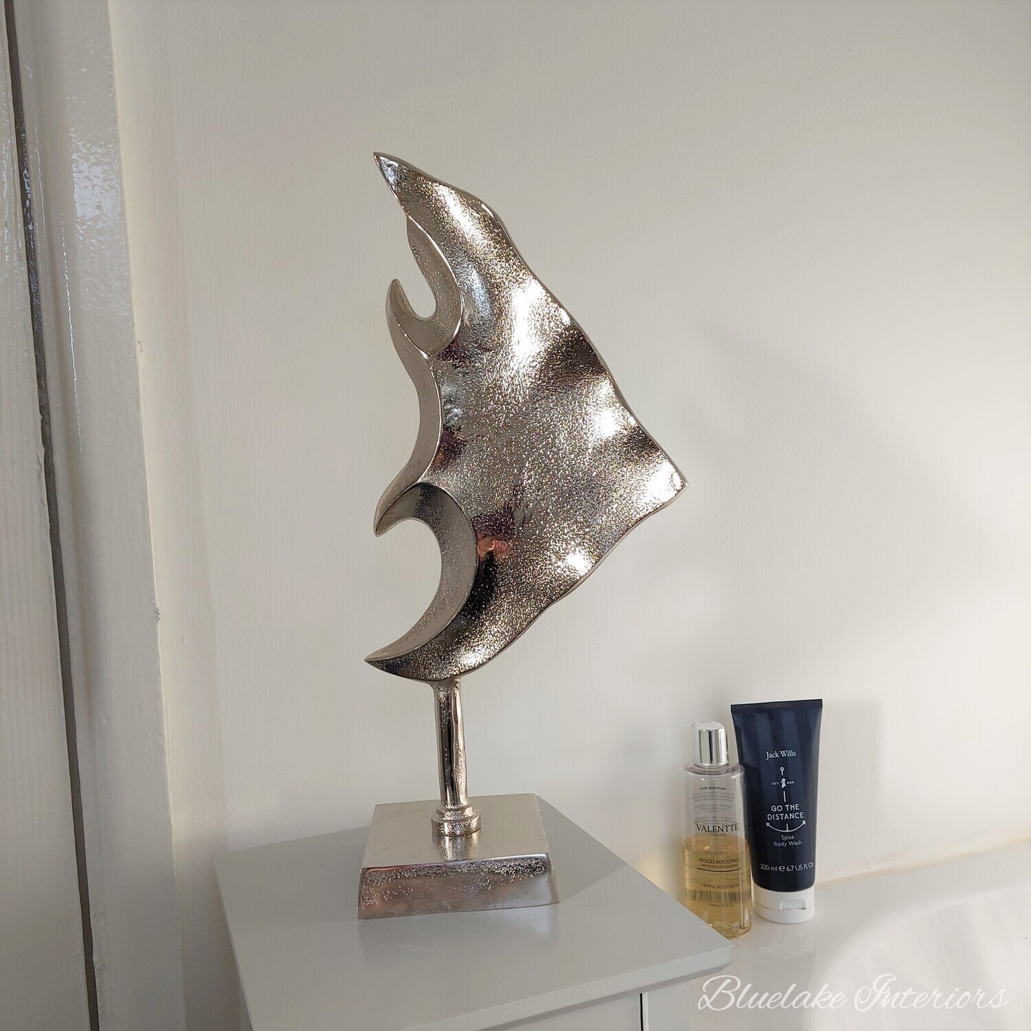 Stunning Triangular Silver Aluminium Fish Ornament
