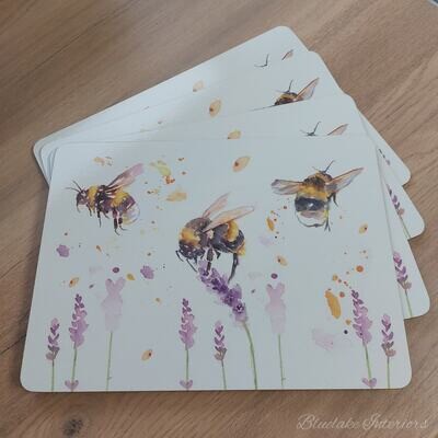 Set of 4 The Country Life Bees Design Placemats Water Coloured Inspired Print
