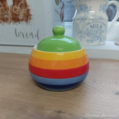 Bright and Colourful Rainbow Striped Sugar Bowl