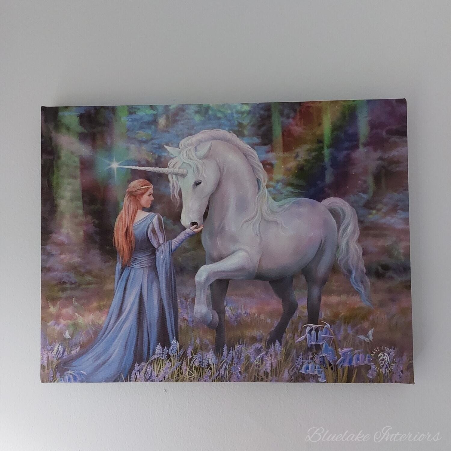 Bluebell Woods Unicorn Canvas Picture By Anne Stokes