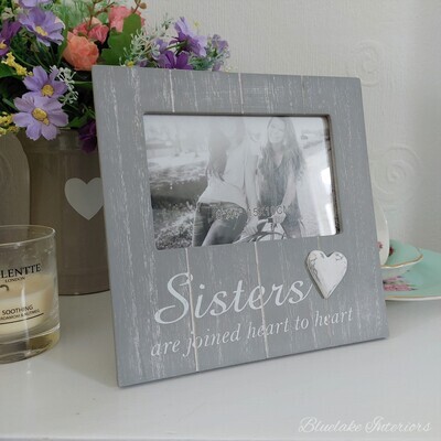 Sisters Are Joined Heart To Heart Soft Grey Photo Frame 6"x4"