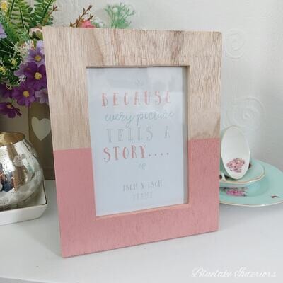 Dipped Pink Wooden Free Standing Photo Frame