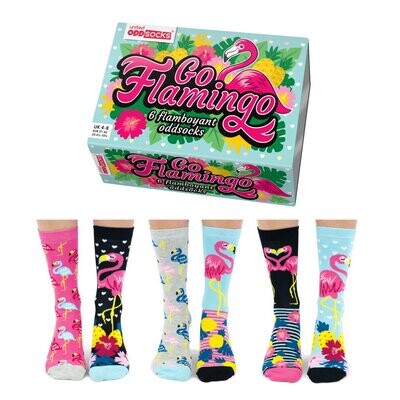 Go Flamingo 6 Flamboyant Ladies Odd Socks Gift Boxed