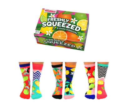 Freshly Squeezed 6 Zesty Ladies Odd Socks Gift Boxed Fruit Themed Socks