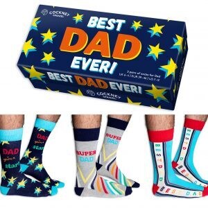 Best Dad Ever Set of 3 Pairs Cockney Spaniel Gift Boxed Mens Socks Size 6-11