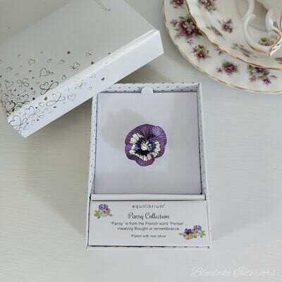 Equilibrium Silver Plated Purple Pansy Violet Brooch