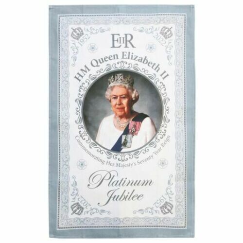 Queen Elizabeth II Platinum Jubilee Signature Kitchen Tea Towel Souvenir Gift