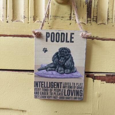Black Poodle Mini Metal Hanging Dog Sign Wall Decoration