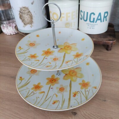 Spring Daffodils 2 Tier China Cake Stand From The Jennifer Rose Gallery