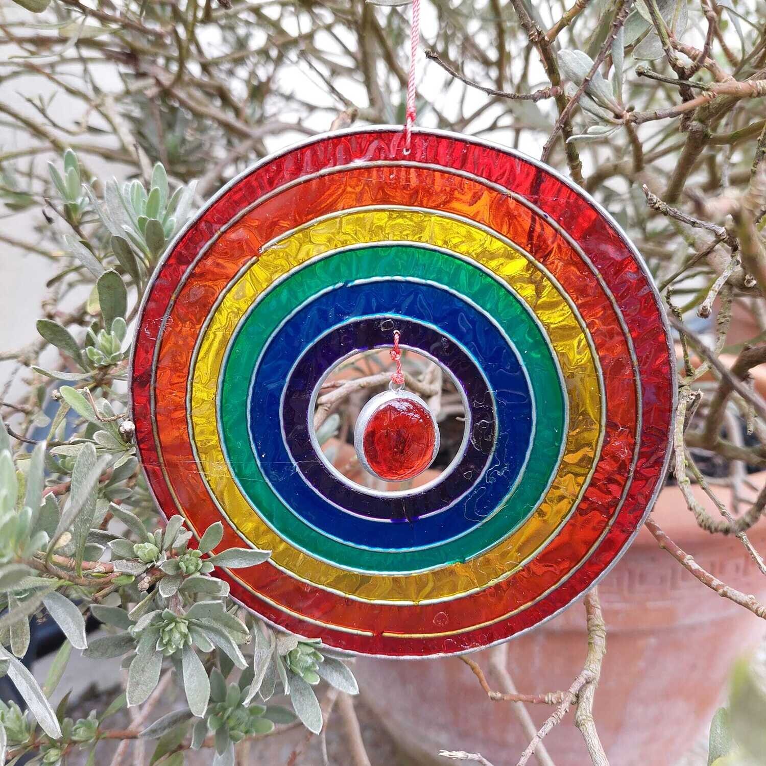 Rainbow Coloured Glass Circle Suncatcher