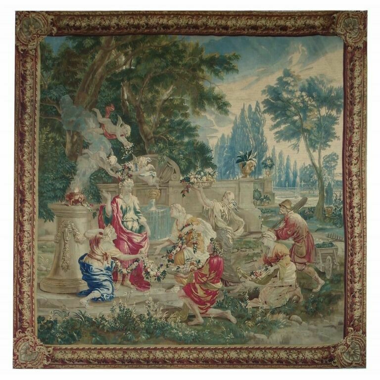 Tapisserie de Bruxelles - Le printemps - Epoque 18e  - Dim:L330xH330