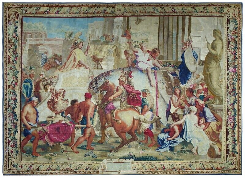Tapisserie des Gobelins - Triomphe d’Alexandre Le Grand - Epoque: 17e - Dim:L469xH356