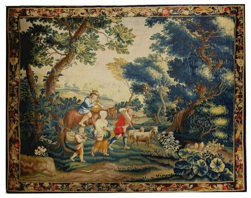 Tapisserie de Lille - Retour de Chasse - Epoque 18e - Dim:3.26Lx3.00H