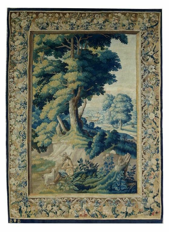 Tapisserie de Bruxelles - verdure signée Brabant BB - Epoque 17e - Dim:L190xH270 - VENDU
