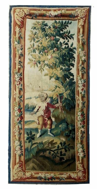 Tapisserie Aubusson- ange & verdure - Epoque 18e - Dim:L100xH255
