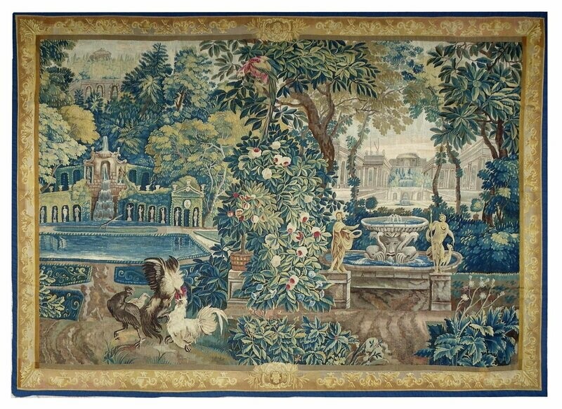 Tapisserie de Lille - Villa d'Este et Verdure exotique - Epoque 18e - Dim:L365xH265 -  RESERVEE