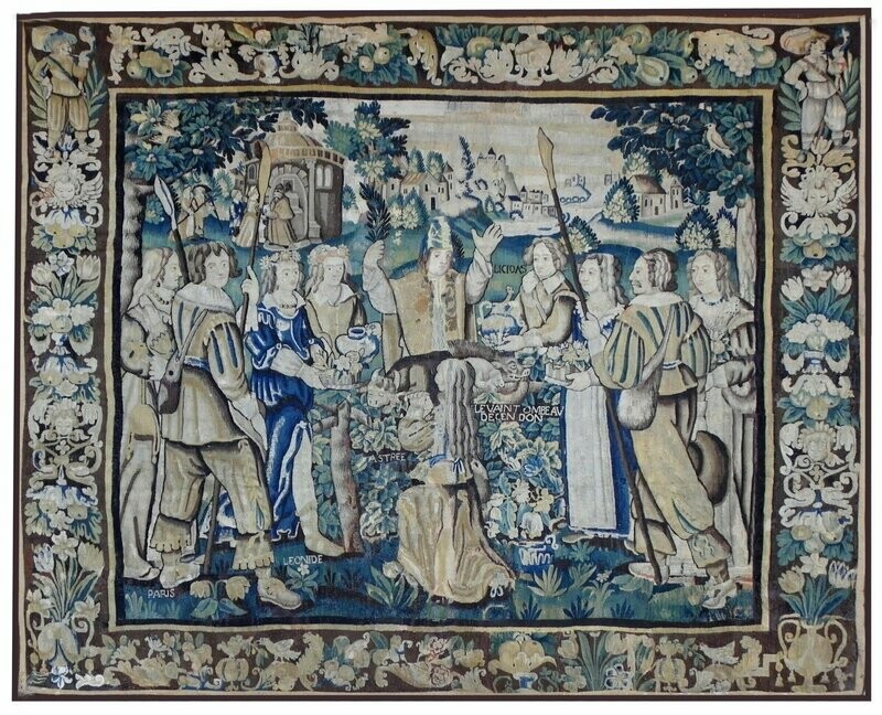 Tapisserie de Felletin - Tenture du Roman Astrée D’Honoré d’Urfé - Epoque 17e - Dim:L320xH270