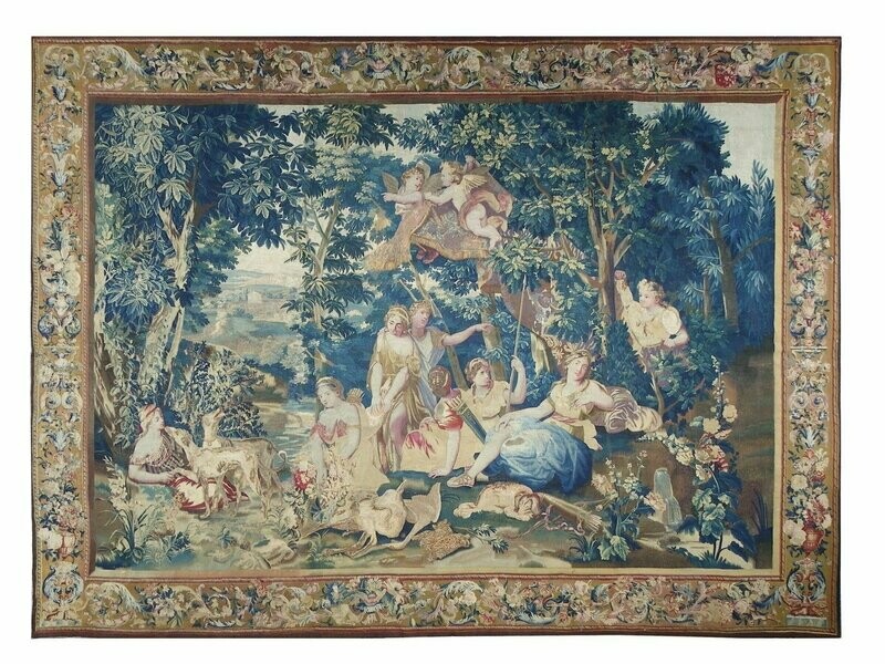 Tapisserie de Beauvais - Artémis et les Nymphes - Epoque 17e - Dim:L440xH340