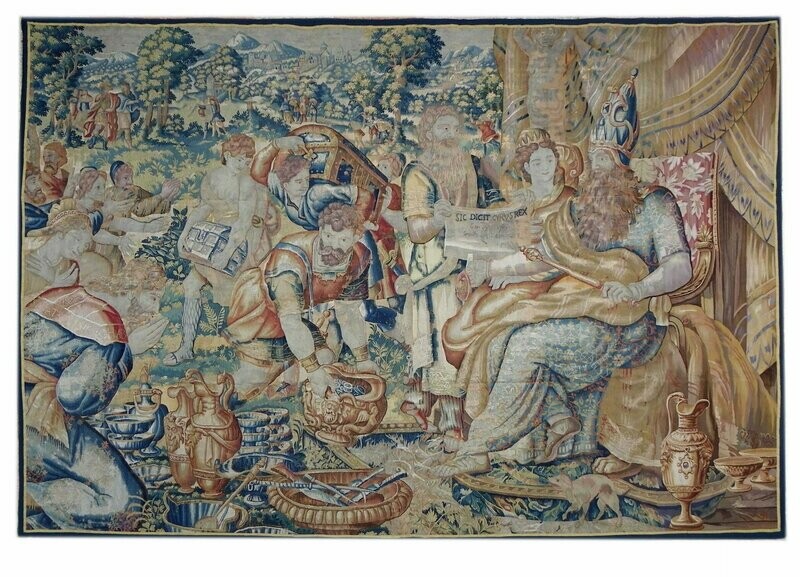 Tapisserie de Bruxelles - Le Roi Cyrus - Epoque 16e - Dim:L350xH290