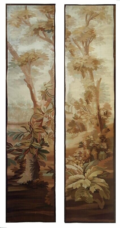 Paire de Tapisseries d'Aubusson , Epoque 19e , Dim:L0.50xH220
