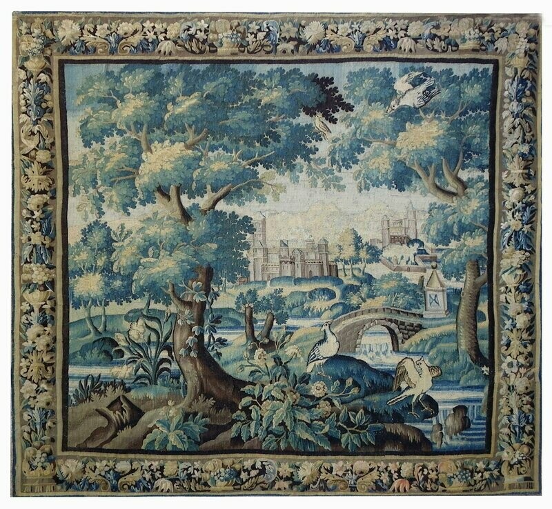 Tapisserie verdure d'Aubusson - Epoque 18e - Dim:L290xH286