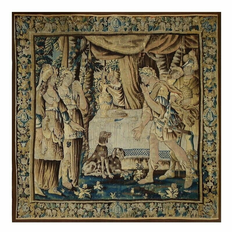 Tapisserie Aubusson - Le retour d'Ulysse à Ithaque - Epoque 17e - Dim:L260xH260