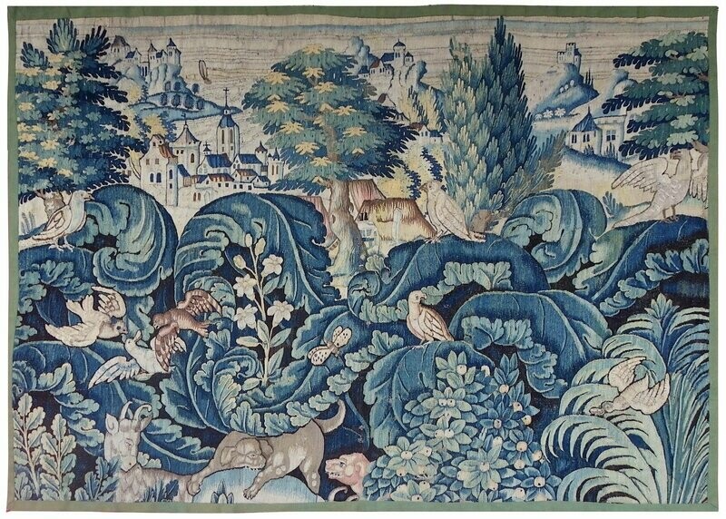 Tapisserie feuilles de choux - Epoque 16e - Dim:2.40Lx1.85H