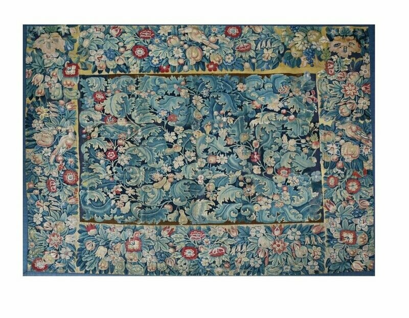 Tapisserie Feuilles de Choux - Epoque 17e - Dim:H147XL170