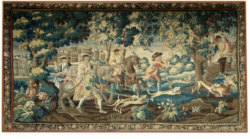 Tapisserie d'Aubusson - Chasse Royale - Epoque 17e - Dim:L380xH240