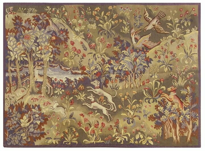 Tapisserie Aubusson - La Nature - Epoque 20e - Dim:1.48Hx1.91L