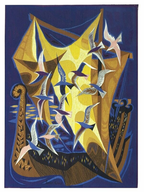 Tapisserie Aubusson Moderne - Simon CHAYE DRAKKAR - Dim:1.58Lx1.38H