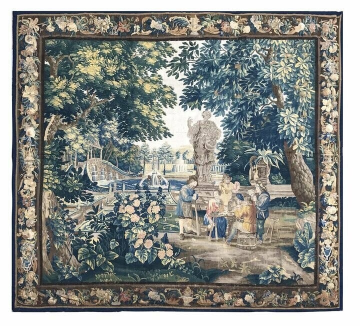 Tapisserie d'Anvers - Le déjeuner à la compagne d'après Teniers - Epoque 17e - Dim:L330xH305