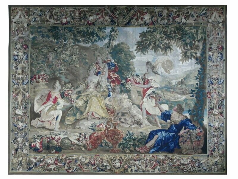 TAPISSERIE BRUXELLES - QUATRE SAISONS, l’Automne - Epoque:17e.s - Dim:4.73Lx3.75H