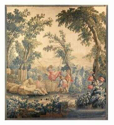 Tapisserie ancienne d’aubusson – La moisson - d'après François Boucher - Epoque18e.siècle - Dim:200 x 240