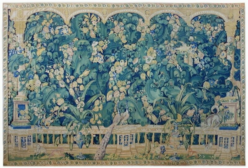 Tapisserie des Flandres, Feuilles de Choux - Eqpoue 17e siècle - Dim:5.40Lx3.30H
