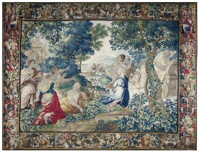 Tapisserie de Bruxelles - Les Amours Des Dieux, Apollon- Epoque 17e siècle - Dim:4.16Lx3.37H