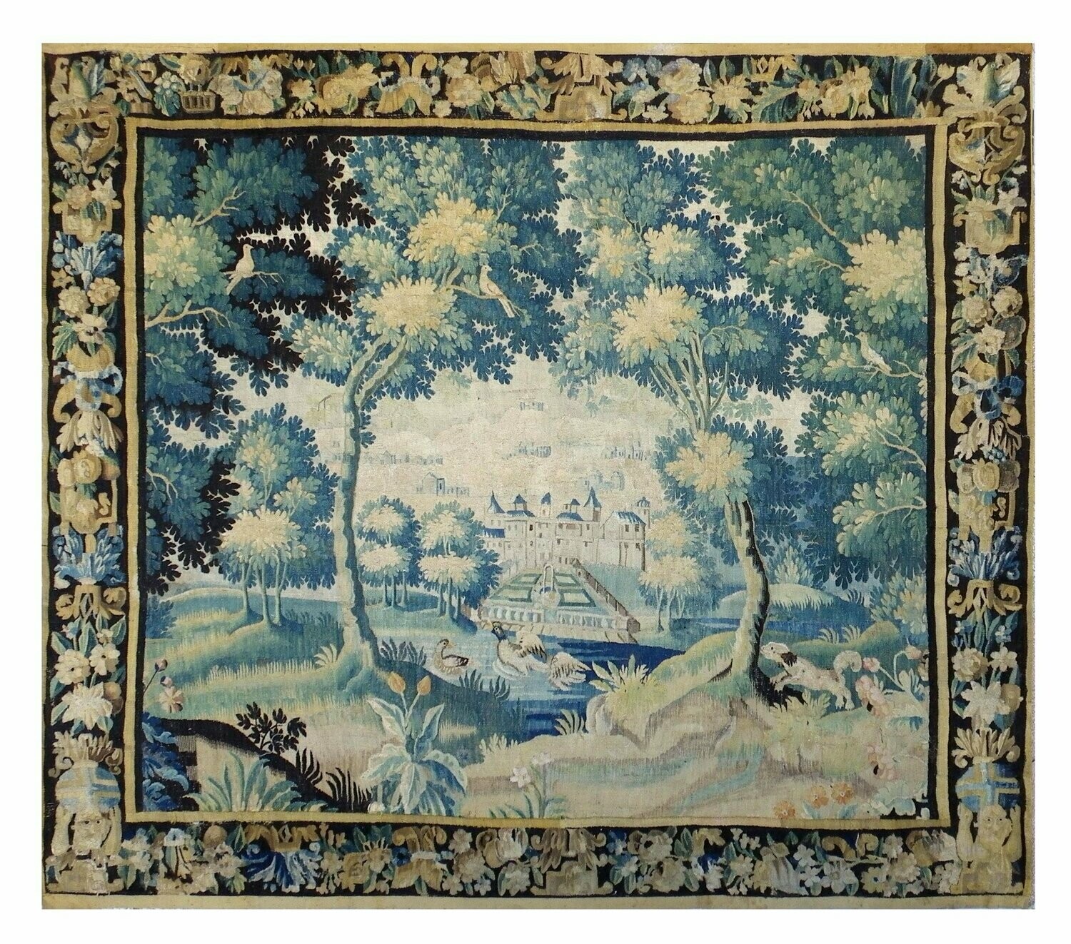 Tapisserie verdure d'Aubusson - Epqoue fin 17 e.s - Dim:2.40Hx2.67L