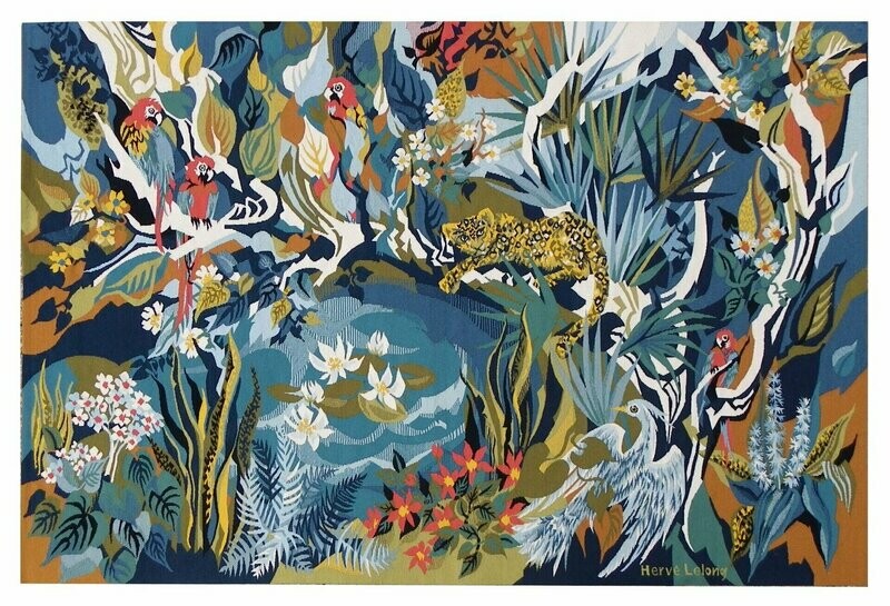Tapisserie d’Aubusson intitulée LAETITIA par Hervé Lelong - Dim:2.00Lx1.25H