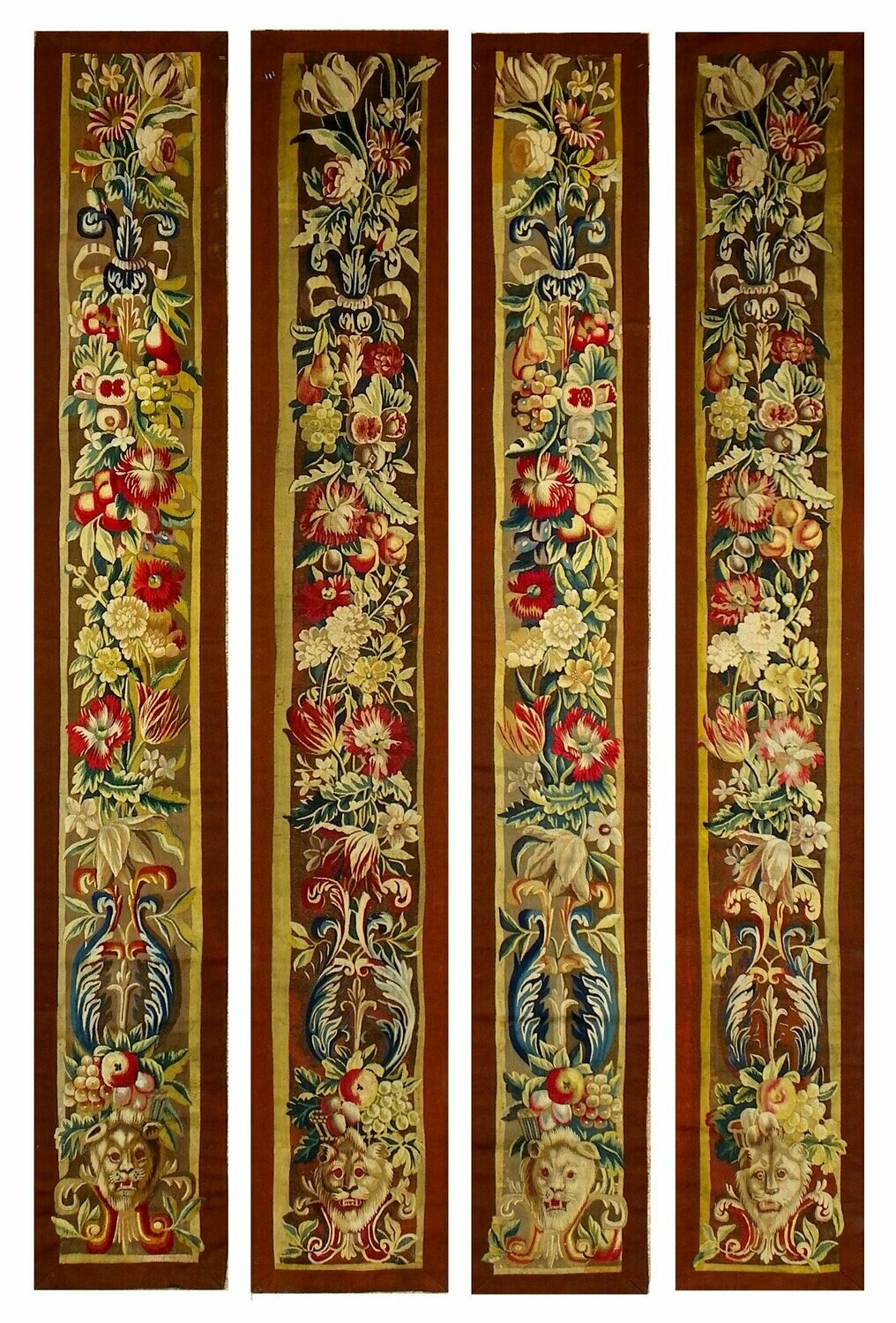 Suites de quatre panneaux de tapisserie Bruxelloise - Epoque 17 e.s - Dim:2.70Hx0.38L