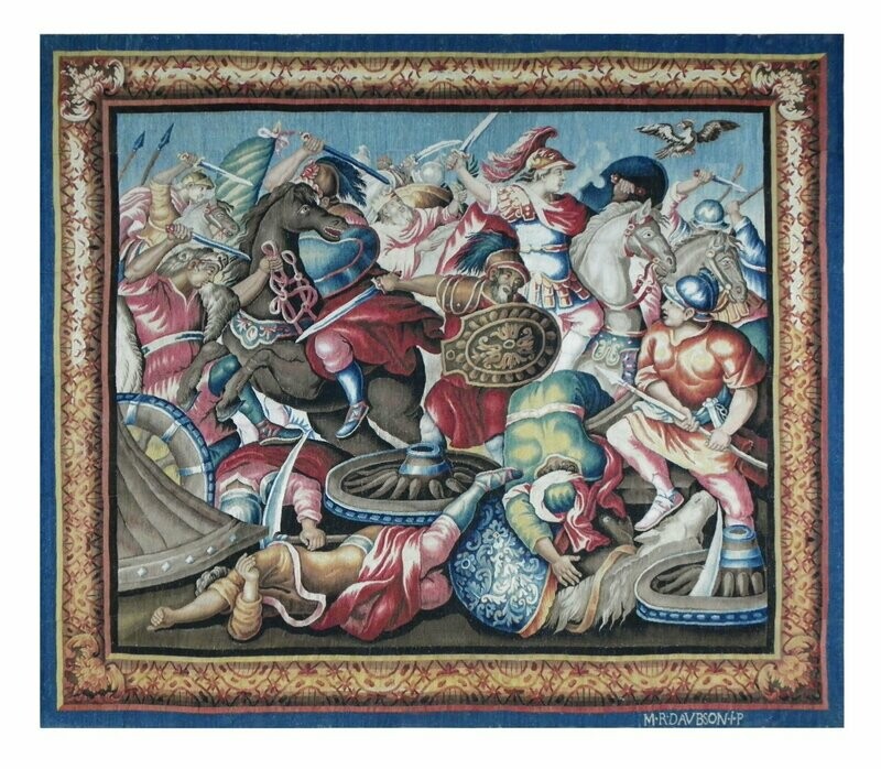 Tapisserie de la Manufacture Royale d'Aubusson - la bataille d'Arbèles  - Epoque 17e - Dim:L3.10xH2.85