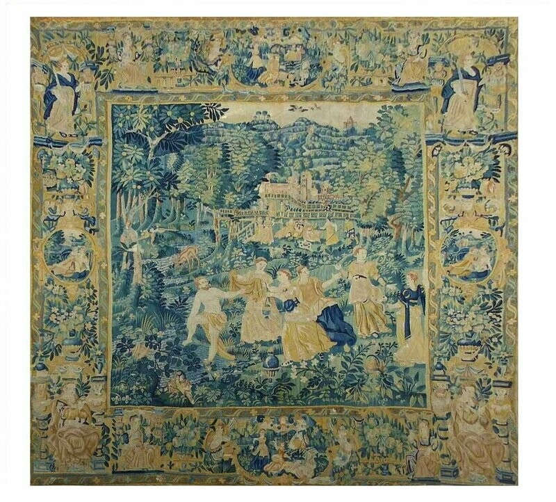 Tapisserie d'Audenarde - Danse Villageoise - Epoque 17e - Dim:L305xH330