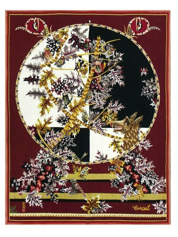 Tapisserie Aubusson de Jean Lurçat - " Bosquet " - Epoque 20e - Dim:H2.10x1.50L