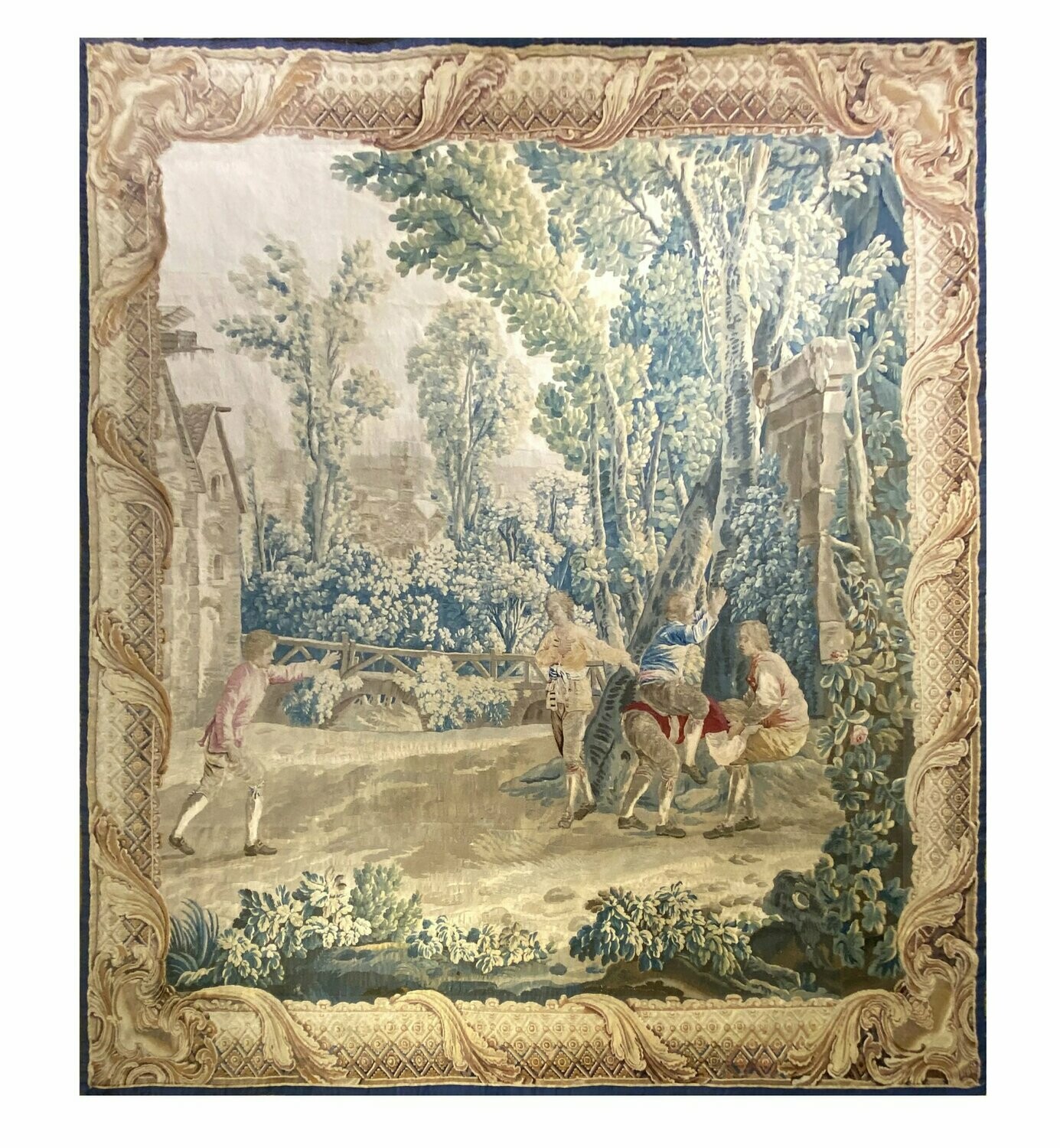 Tapisserie d'Aubusson - Amusement champêtre  - Epoque 18e siècle - Dim:2.38Lx2.70H