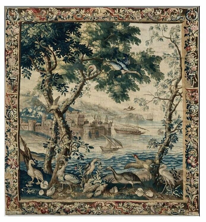 Tapisserie de Beauvais - TENTURE DES PORTS DE MER - Epoque 18e - Dim:L2.63xH3.05